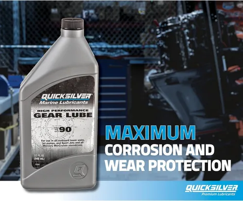 Vista 4 de Quicksilver Lubricante de engranajes de alto rendimiento SAE 90 para fueraborda y accionamientos de popa, 32 oz
