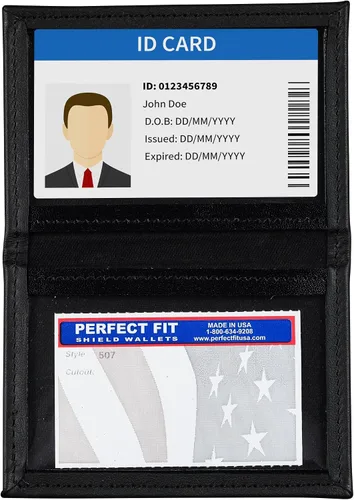 Vista 8 de Perfect Fit Shield Wallets Slim Dress Leather 2 ID Windows Wallet Bifold Licencia titular doble doble ID tarjeta permiso para tarjetas más grandes