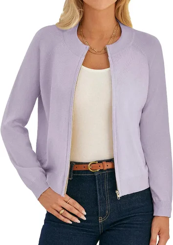 Vista 7 de GRACE KARIN Cárdigan de manga larga con cremallera para mujer, suéter ligero, ropa de moda de punto Negro