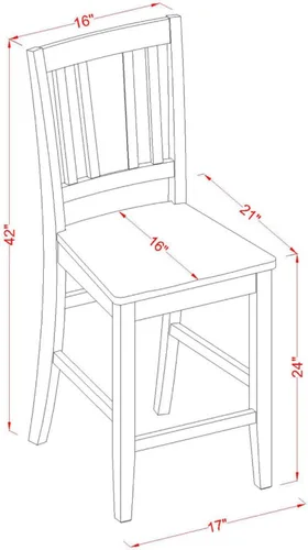 Vista 3 de East West Furniture Buckland Taburetes de madera para mostrador, color negro (juego de 2) Asiento de madera maciza, juego de 2