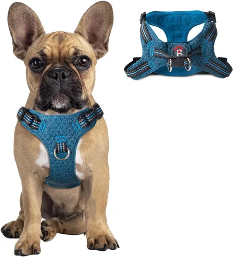 Vista 11 de Arnés para perro, arnés reflectante ajustable sin tirones, transpirable suave para perros pequeños y medianos, gatos, negro, XXS