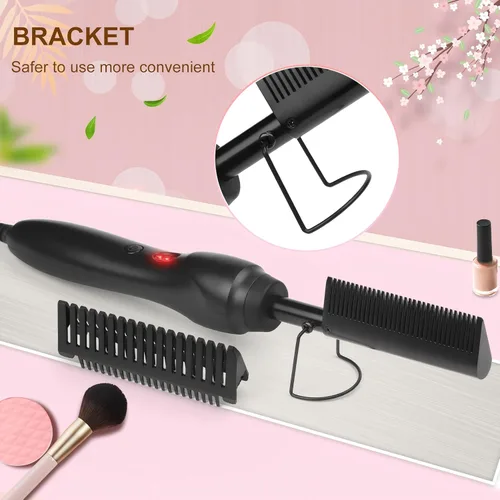 Vista 4 de Peine Eléctrico Caliente Alisador de Cabello Peine de Prensado con Calor Rizador Plancha Plana Cepillo Alisador de Cabello para Negro Natural, Peine