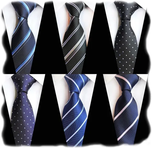 Vista 63 de WeiShang Lote de 6 corbatas clásicas de seda para hombre, corbatas tejidas jacquard