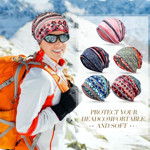 Vista 3 de Gorro holgado para mujer, 5 piezas, turbante, elástico, para el cáncer, gorros, bufanda para dormir