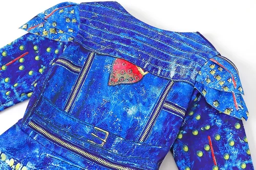 Vista 5 de AmzApparel Evie Costume for Girls Descendants Cosplay Clothes Fancy Dress Up Princess Dresses Halloween Outfits with Wig