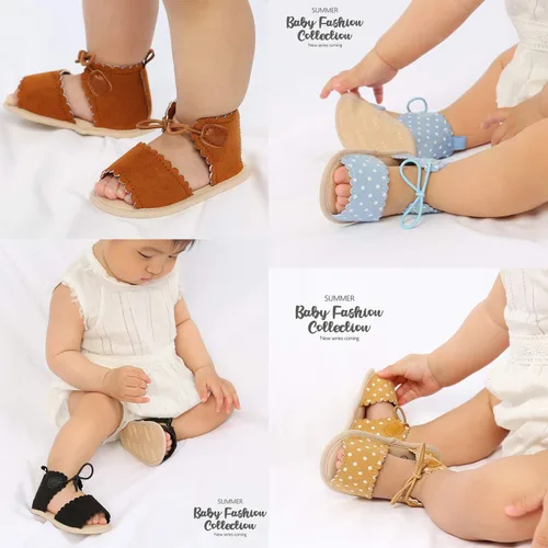 Vista 3 de SOFMUO Sandalias para bebés y niñas con suela suave de flor, zapatos de cuna de verano para recién nacidos, zapatos de vestir de princesa para niños