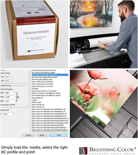 Vista 3 de Vibrance - Papel metálico para impresora fotográfica, 8.99 oz/m², rollo de papel fotográfico de alta calidad, núcleo de 3 pulgadas, 17 pulgadas x