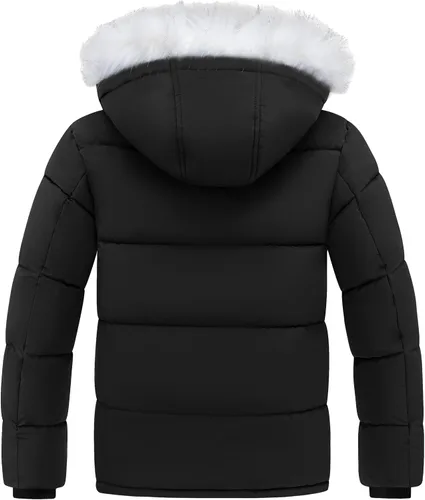 Vista 2 de Skieer Chaqueta acolchada con capucha para hombre, abrigo de invierno impermeable para exteriores, parka cálida con capucha desmontable