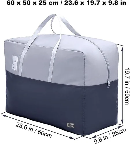 Vista 3 de Bolsa de almacenamiento grande de edredón con cremallera de 75 L, bolsa de almacenamiento plegable con asa reforzada, almacenamiento debajo