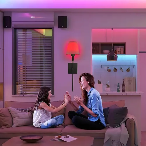 Vista 5 de Juego de 2 apliques de pared a pilas, luz de pared recargable negra con control remoto inalámbrico regulable, 12 modos de color, aplique de batería