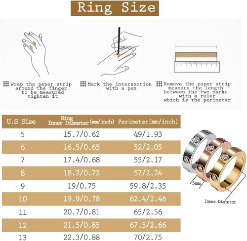 Vista 2 de Anillos de amor de la amistad chapados en oro de 18 quilates con circonita cúbica de acero inoxidable, anillos de promesa de boda, anillos de amor