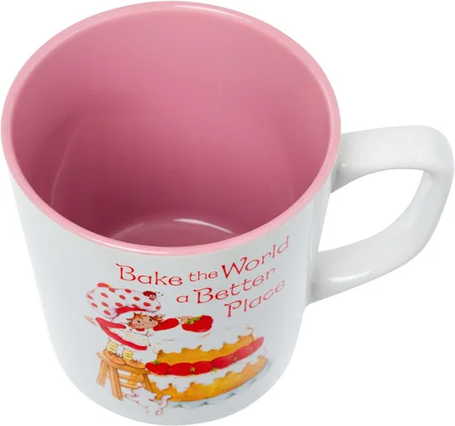 Vista 3 de Silver Buffalo Strawberry Shortcake Bake the World a Better Place - Taza ancha de cerámica con leche, 17 onzas