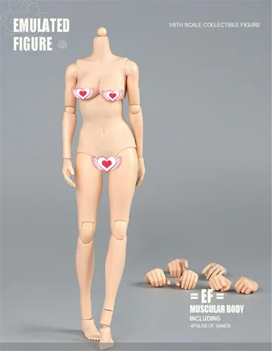 Vista 2 de Cuerpo de figura femenina a escala 1/6, piel pálida femenina busto grande medio sin costuras figura de acción flexible colección de muñecas