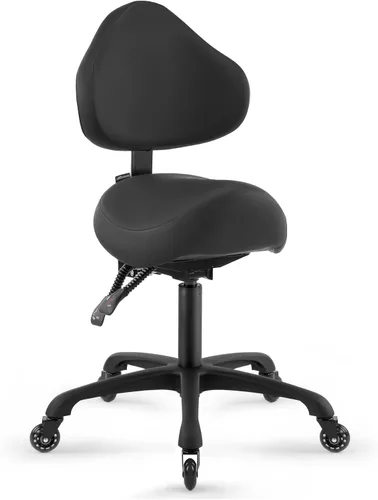 Vista 16 de Silla neumática giratoria con ruedas y respaldo ergonómico para Negro