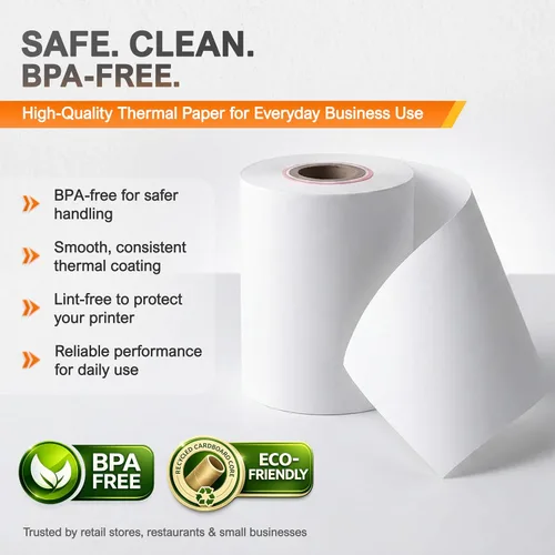 Vista 6 de Rollo de papel de recibo para máquina de tarjeta de crédito Square Terminal (10 rollos)