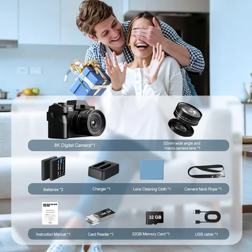 Vista 9 de G-Anica Kit de cámaras digitales 8K para fotografía con doble lente Negro
