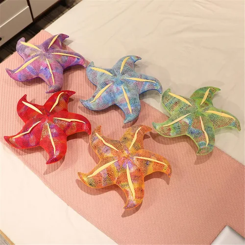 Vista 8 de Almohada de estrella de mar para sofá, cojín de suelo, almohada para el hogar (3.1 x 7.9 in, azul)
