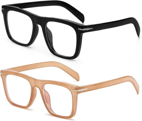 Vista 14 de Gafas de bloqueo de luz azul de moda con marco cuadrado para hombres y mujeres, gafas de computadora sin receta, 01 Negro