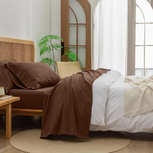 Vista 18 de BESTOUCH Juego de sábanas 100% algodón lavado, tacto de lino, súper suave, cómodo, elegante, ligero, juego de ropa de cama de 3 piezas, color gris