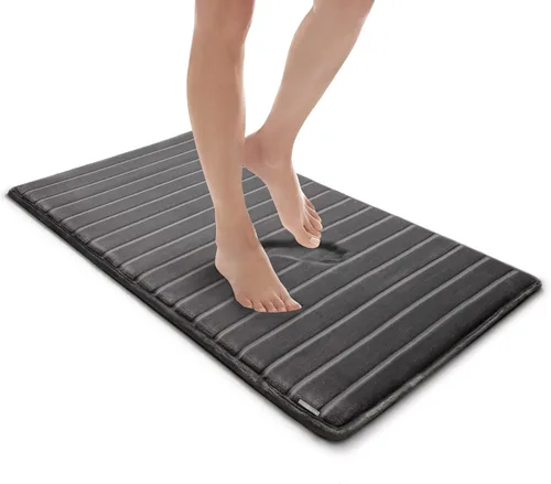 Vista 9 de Tapete de baño de espuma viscoelástica extra grueso, moderno, con infusión de carbón y base antideslizante GripTex, absorbente, de fácil cuidado