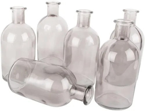 Vista 7 de Koyal Wholesale Juego de 6 mini jarrones de cristal para centros de mesa, bodas y decoración del hogar, pequeñas botellas decorativas para flores