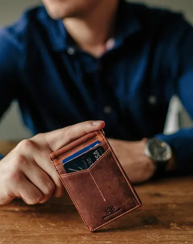 Vista 42 de SERMAN BRANDS RFID Blocking Wallet Slim Bifold - Genuine Leather Minimalist Front Pocket Wallets for Men with Money Clip Gift