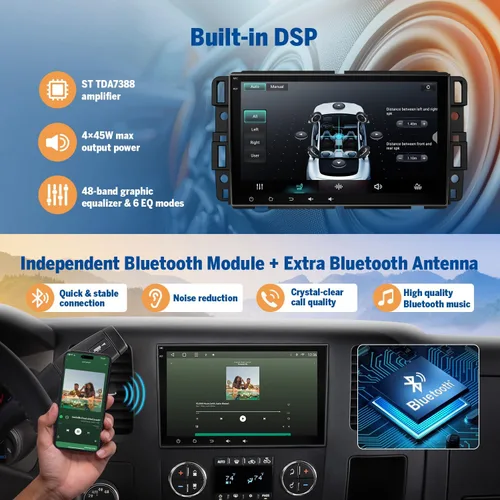 Vista 7 de Eonon GMX7A 4G+64G Android 14 Estéreo para automóvil compatible con GMC/Chevy/Buick Wireless CarPlay y Android Auto, radio de coche con pantalla