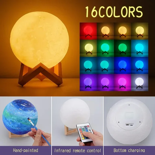 Vista 5 de Minleway Kit Recargable de Pintura para Hacer tu Propia Lámpara de Luna con 16 Colores, Kit de Artes y Manualidades para Niños, Mujeres, Niñas