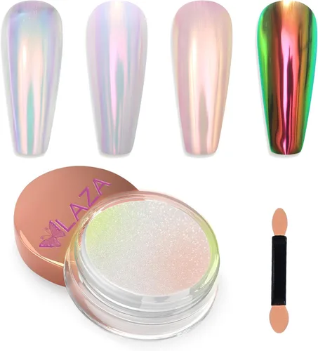 Vista 2 de Laza Polvo de uñas de cromo unicornio esmaltado dona uñas pigmento