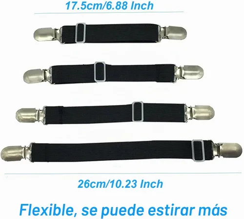Vista 2 de BetyBedy 4 piezas de tirantes ajustables para sábanas de cama, clips elásticos para correas de sábanas, agarres de cubierta para funda de colchón
