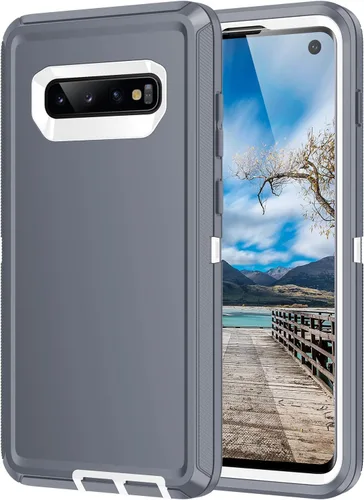 Vista 8 de Funda para Galaxy S10, [sin protector de pantalla] resistente a prueba de golpes, polvo y caídas, 3 capas de protección completa del cuerpo, funda