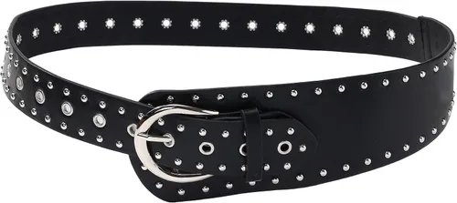 Vista 7 de Manfnee Cinturón de cuero de moda para mujer, cinturón de cuero con tachuelas, cinturones para mujer, para jeans, vestido punk, cinturón