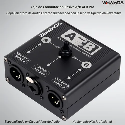 Vista 2 de Pro XLR Pasivo A/B Switch Box Diseño de operación reversible Convertidor de audio equilibrado de 2 canales HiFi Selector de audio estéreo sin