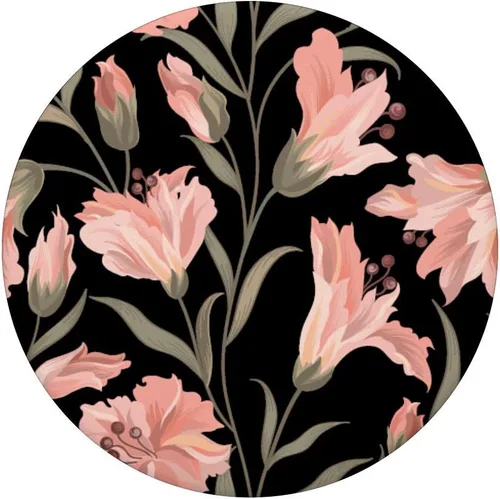 Vista 3 de Negro Base Rosa Flor Vintage Floral Patrón PopSockets PopGrip: Agarre intercambiable para teléfonos y tabletas
