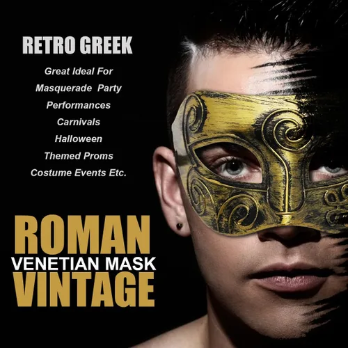 Vista 5 de Máscara de mascarada para hombre, máscara de encaje para pareja, máscara veneciana griega romana para fiesta de disfraces de Halloween