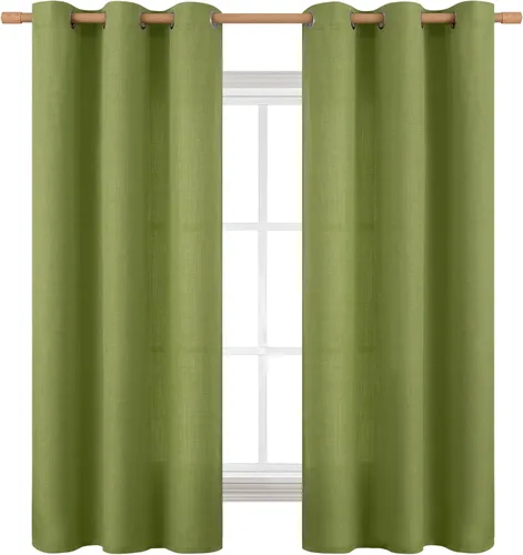 Vista 113 de BGment Cortinas de Lino Beige de 63 Pulgadas de Largo 2 Paneles - Tratamientos para Ventanas con Textura de Arpillera Filtrantes de Luz Cortinas