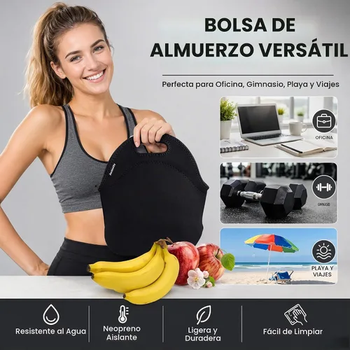 Vista 3 de Nevera de neopreno de Ambielly. Nevera con aislamiento para guardar la comida en un viaje, Negro