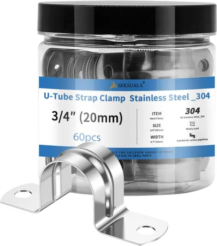 Vista 9 de 24 Piezas Abrazaderas de Conducto de Acero Inoxidable 304 de 1 1/4 Pulgadas (32mm), Abrazadera de Correa de Tubo en U de 2 Agujeros Soporte en U
