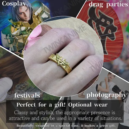 Vista 4 de TWINKANIME All 6 S925 Silver Ring Anime Sagittarius for Cosplay Open Band Adjustable Ring for Cosplay Prop