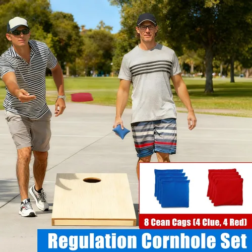 Vista 2 de JupiterForce Juego de cornhole portátil para juegos al aire libre, tableros de cornhole de madera maciza regulables con bolsa de transporte, 8
