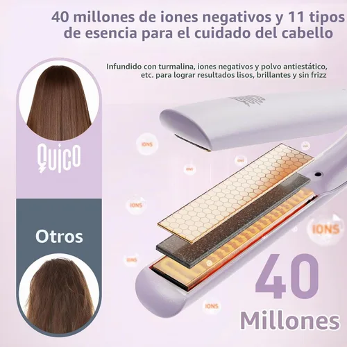 Vista 5 de Quico Plancha de pelo, alisadora y rizadora de pelo de doble voltaje de 100 Lila