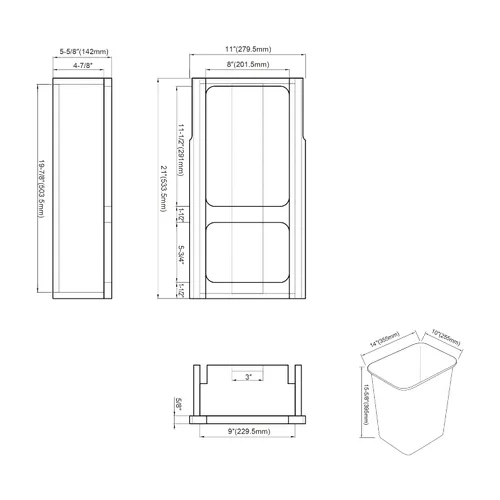 Vista 7 de Dowell B15 Base de madera extraíble con cubo de plástico de 20 cuartos (4006 0115)