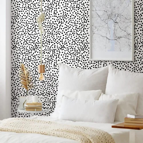 Vista 9 de Jeweluck Papel Tapiz de Despegar y Pegar con Lunares, Papel Tapiz de Pegar y Despegar 17.7" x 78.7" Papel de Contacto de Lunares Negros, Papel