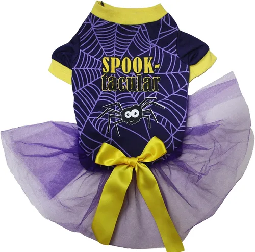 Vista 6 de Petitebella Vestido para perro cachorro con tema de Halloween (huesos/blanco, XS)