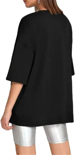 Vista 3 de Fenxxxl Camiseta de gran tamaño para mujer, de manga corta, cuello redondo, casual, hombros caídos, holgadas
