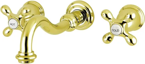Vista 10 de Kingston Brass KS3123AX - Grifo de baño de montaje en pared central de 8 pulgadas, latón antiguo