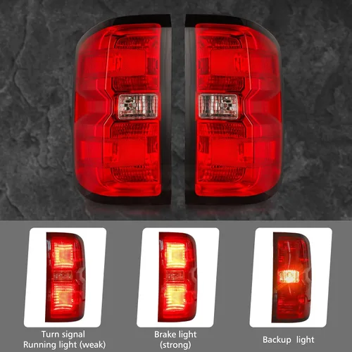 Vista 5 de Conjunto de luz trasera compatible con Chevy Silverado 1500 2500HD 3500HD 3500HD 2014-2019 con arnés de cableado, luces traseras de camioneta