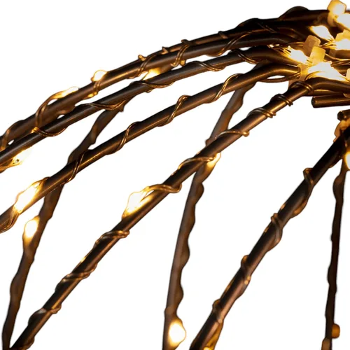 Vista 9 de Alpine Corporation Adorno colgante de metal plegable para interiores y exteriores de 16 pulgadas de alto, con luces LED blancas cálidas, decoración