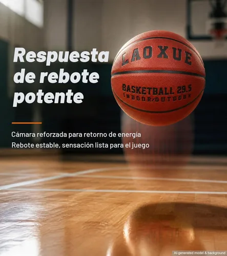 Vista 4 de LAO XUE Size 7 Basketball,29.5 Inch Rubber Ball for Indoor Outdoor
