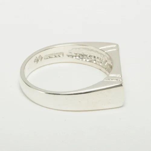 Vista 4 de Anillo de boda de plata de ley 925 con zafiro auténtico para hombre